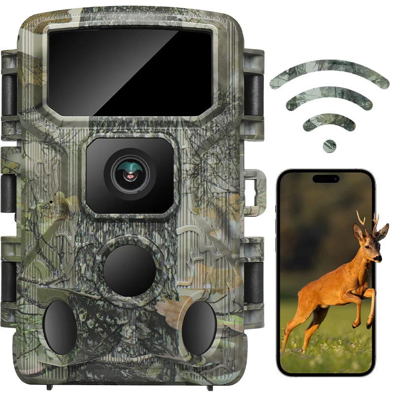 KJK 4K 48MP WiFi Trail Camera with Bluetooth, 0.05s Trigger & Night Vision