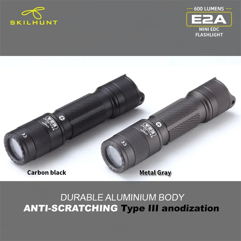 SKILHUNT E2A Compact EDC Flashlight – 600 Lumen AA/14500 Pocket Torch for Outdoor Use
