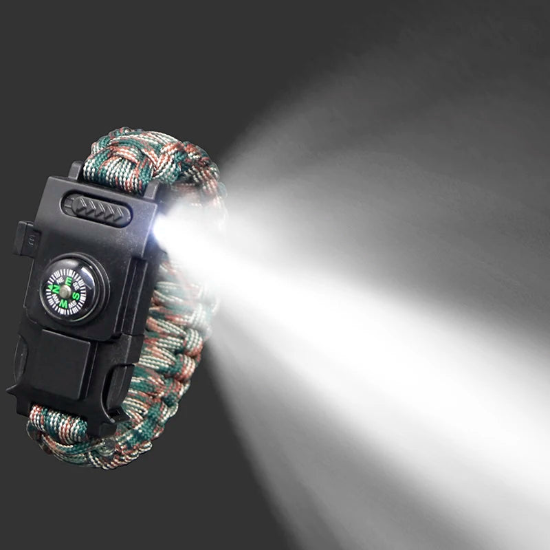 LED Light Multi-Function Survival Bracelet, Emergency Outdoor Tool, Survival Bracelet Paracorde 4mm