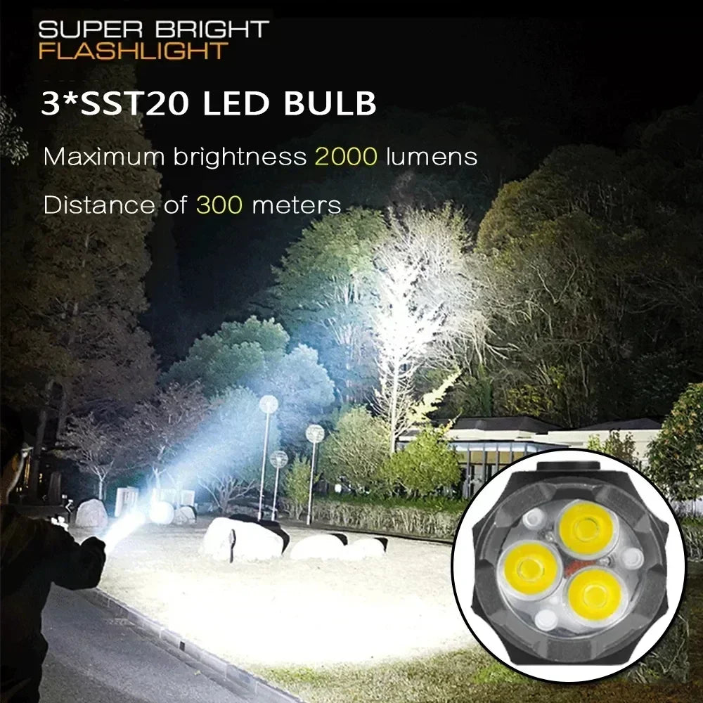 KDULIT 2000LM Mini EDC LED Flashlight – USB Rechargeable Keychain Torch for Camping & Hiking