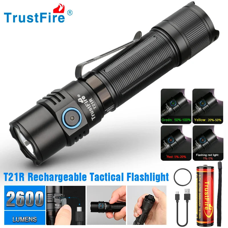 TRUSTFIRE T21R 2600 Lumen USB-C Rechargeable LED Flashlight