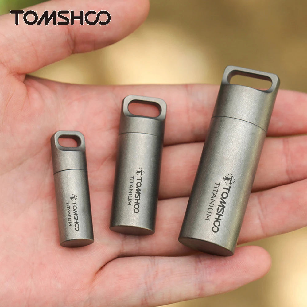 TOMSHOO Titanium Mini Waterproof Storage Pill Box – Lightweight EDC Container for Travel & Outdoor Use