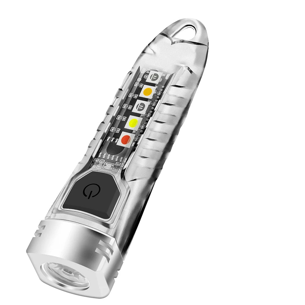 BORUIT V1 USB-C Rechargeable Keychain Flashlight 400lm Mini UV Torch with Side Light