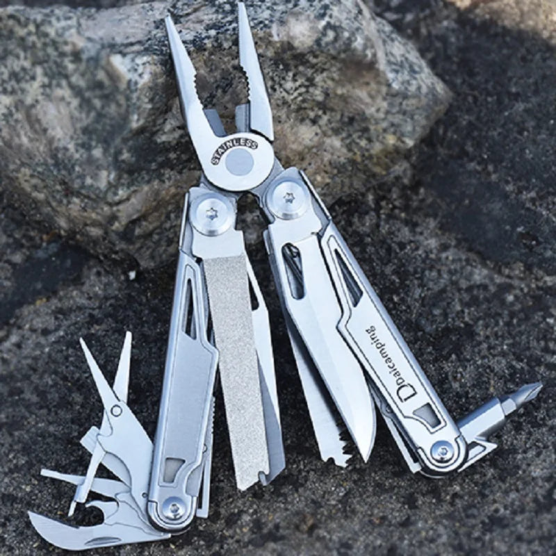 DAICAMPING DL12 EDC Multi-Tool with Folding Knife, Pliers, Saw, and Camping Gear