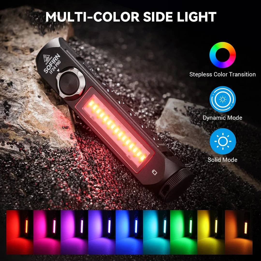 SOFIRN IF24 PRO USB-C Flashlight 1800lm RGB Light Magnetic Tail Outdoor Torch