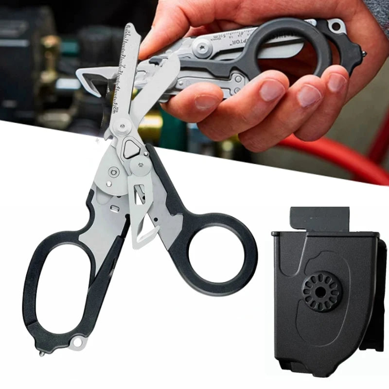 XIAOTREE Multifunction Tactical Folding Scissors for Outdoor Survival