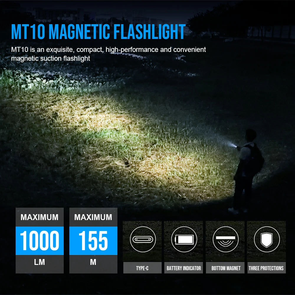 TRUSTFIRE MT10 Mini EDC Flashlight – 1000 Lumens, USB-C Rechargeable, Magnetic Tail, IP68