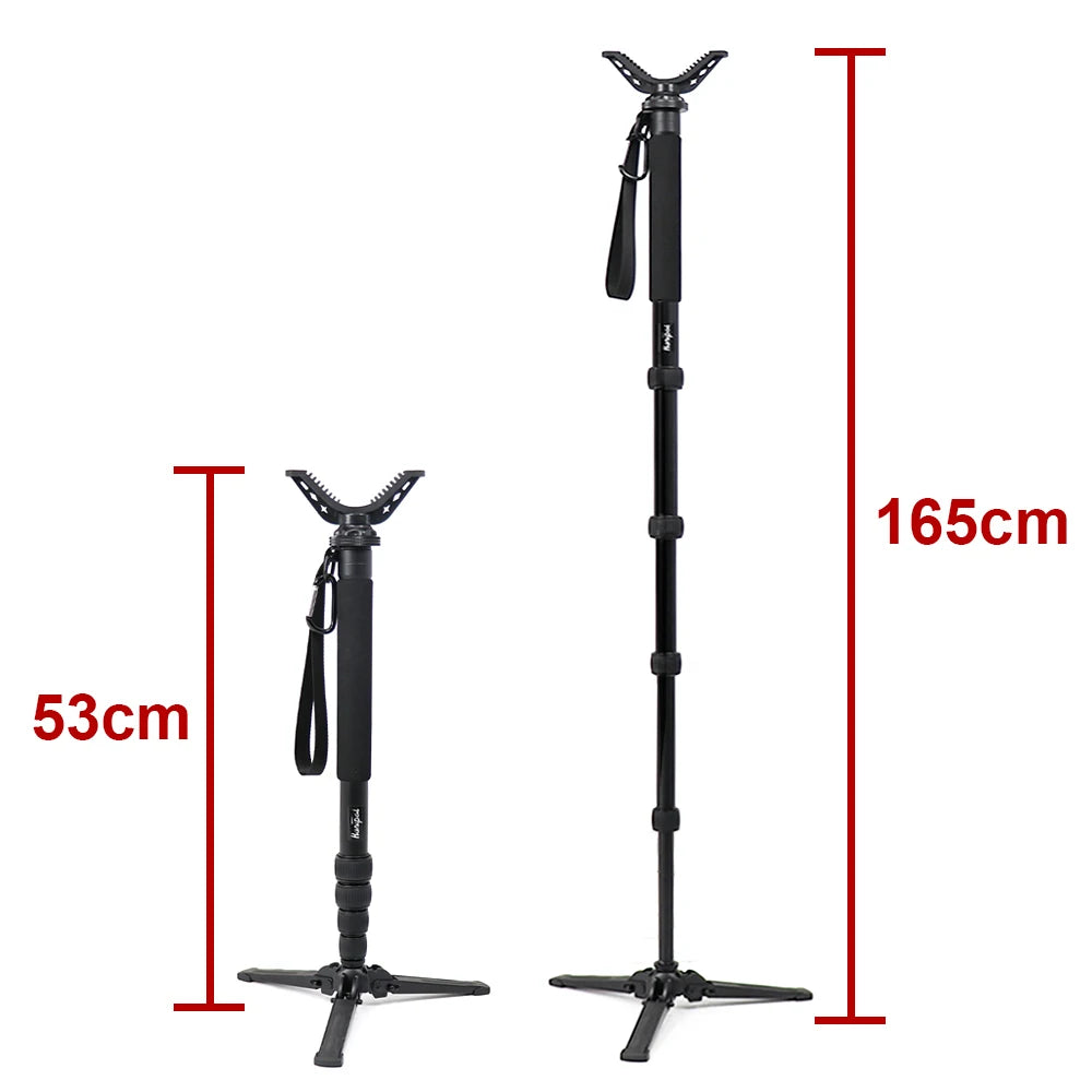 HUNTPAL Tactical Hunting Monopod – Adjustable Aluminium V Yoke Shooting Stick with Tripod Base