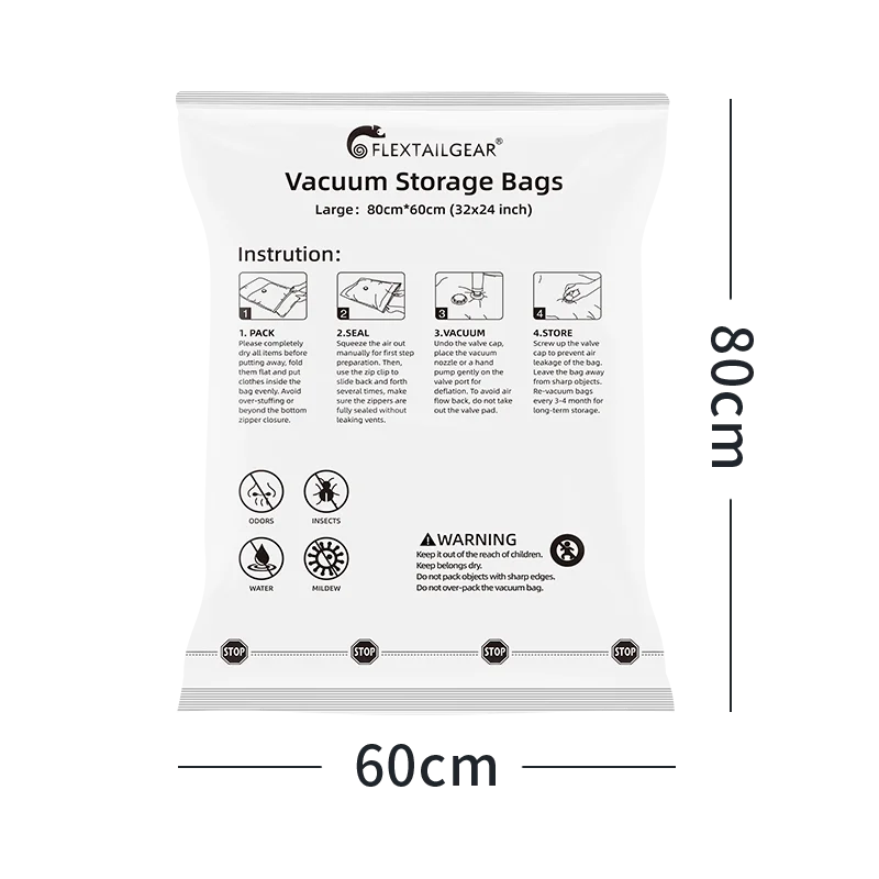 FLEXTAILGEAR Vacuum Bags for Clothes & Bedding 4pcs