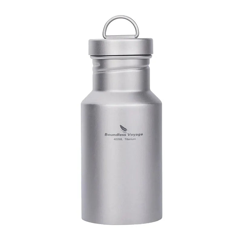 BOUNDLESS VOYAGE Titanium Water Bottle – Leak-Proof Wide Mouth Bottle for Camping & Travel