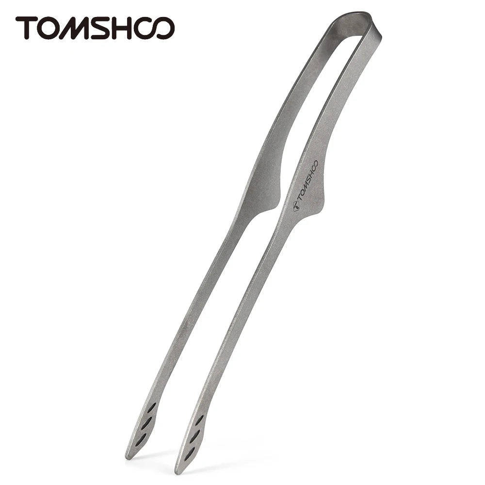 TOMSHOO Lightweight Titanium Tongs – 9.2-Inch BBQ & Camping Grill Clip