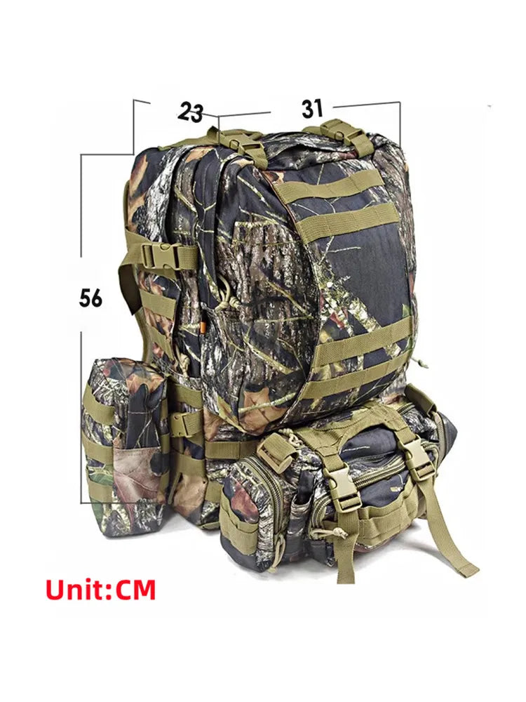 Larger Size Maple Leaves Bionic Camouflage Hunting & Fishing Backpack – 50L Waterproof Outdoor Bag