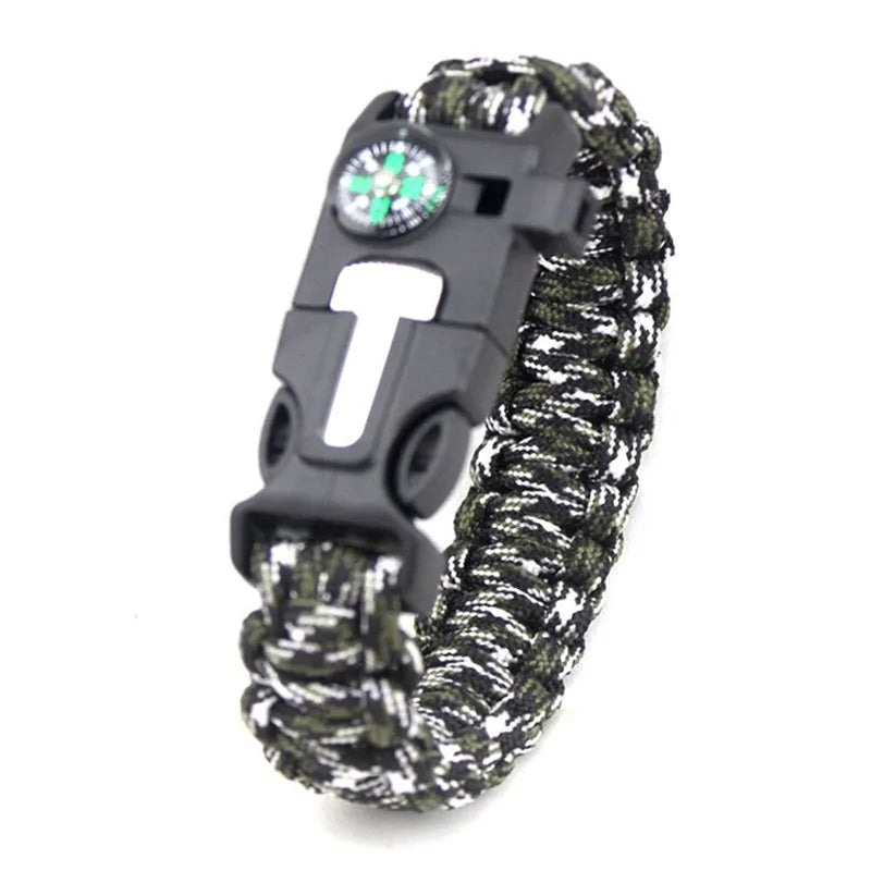 Survival Paracord Bracelet – Military Emergency Parachute Cord with Whistle & Compass
