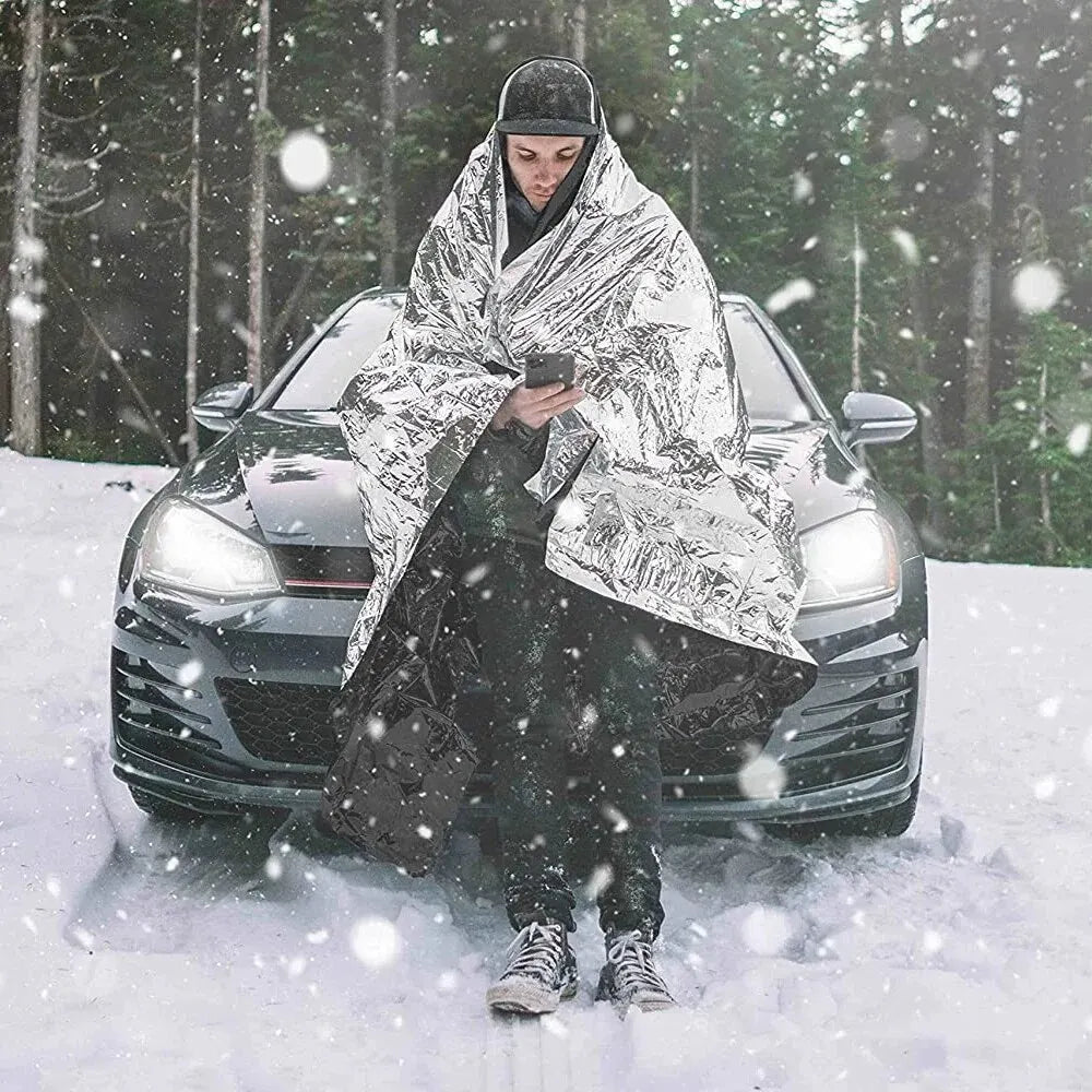 RHINO RESCUE Emergency Mylar Thermal Blanket 1.6 x 2.1m – 10-Pack for Outdoor Survival
