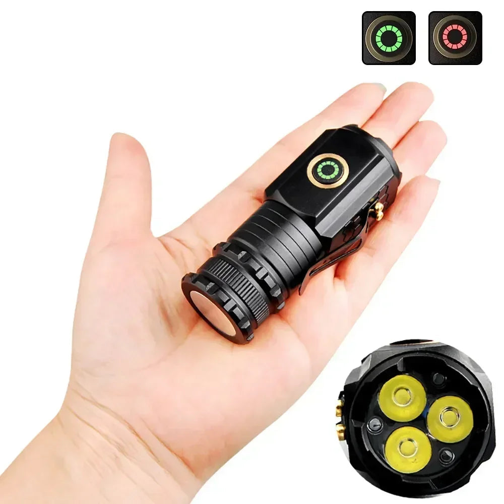 KDULIT 2000LM Mini EDC LED Flashlight – USB Rechargeable Keychain Torch for Camping & Hiking