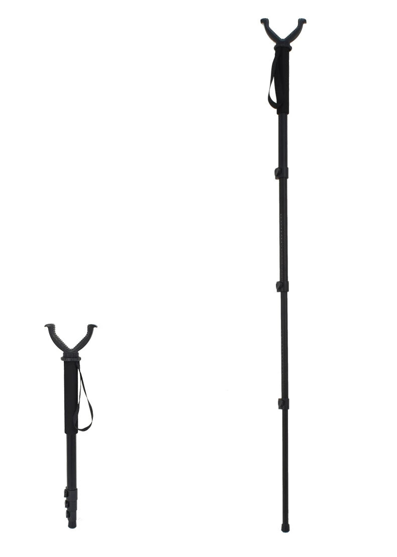 Telescopic Aluminium Shooting Stick – V Yoke Monopod with Rotating Head and Shoulder Strap