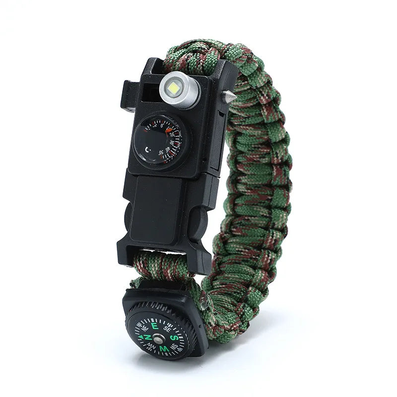 Waterproof Multi-function Outdoor First Aid Kit – Paracord Bracelet with Compass & LED Light