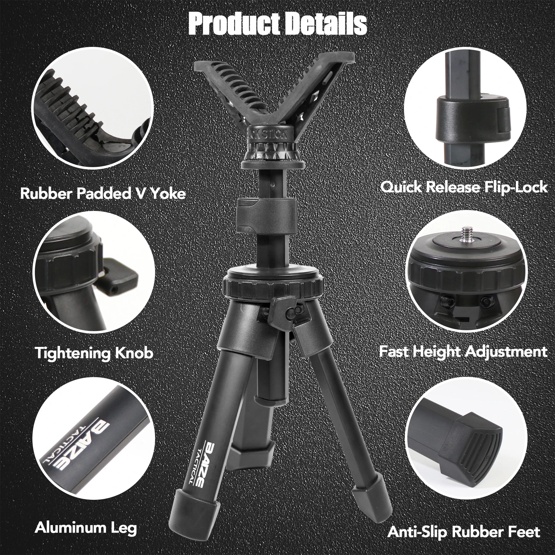 Portable Tactical Shooting Tripod – Adjustable Aluminium V Yoke Rifle Rest for Outdoor Use