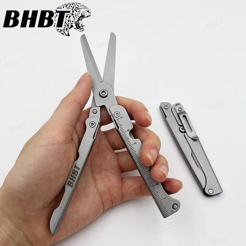 BHBT Folding Scissors Portable Lightweight EDC Tool with Back Clip