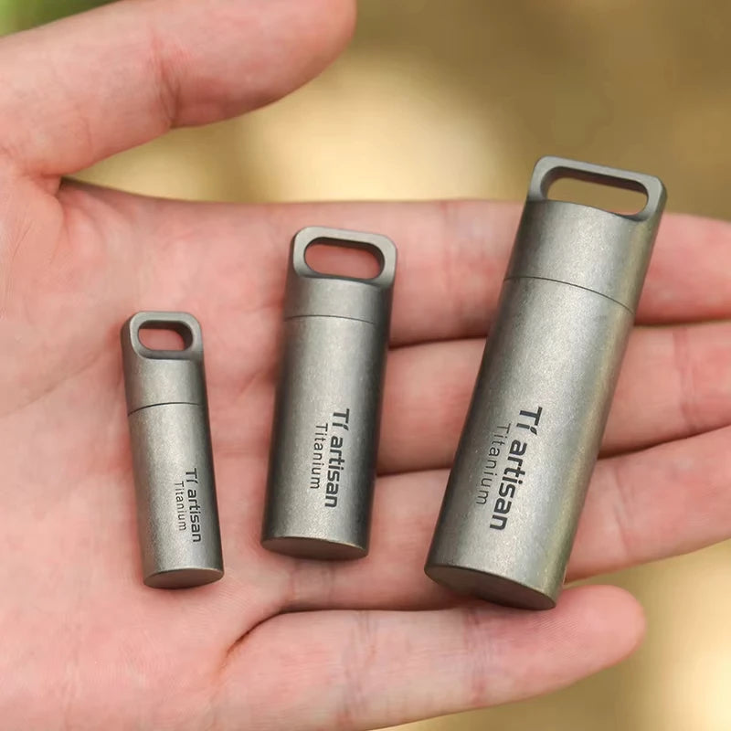 TIARTISAN Titanium Mini EDC Waterproof Pill Box for Outdoor and Home Use