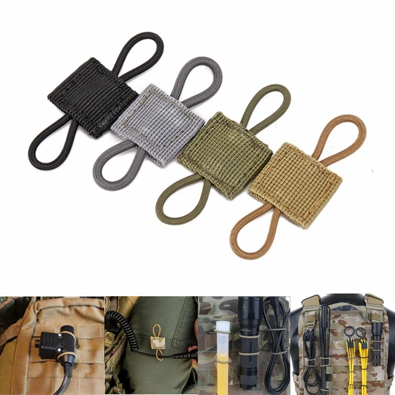 CLUSGO 2pcs Tactical Molle Backpack Buckle PTT Fixed Strap for Hunting and Outdoor Use
