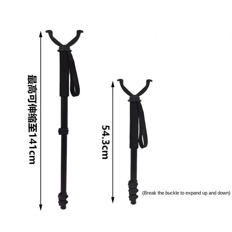 Aluminium Telescopic Hunting Stick – V Yoke Rotating Shooting Monopod with Shoulder Strap