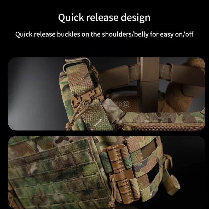 Outdoor Tactical Hunting Vest – K19 MOLLE Plate Carrier with Quick Release, Combat Training