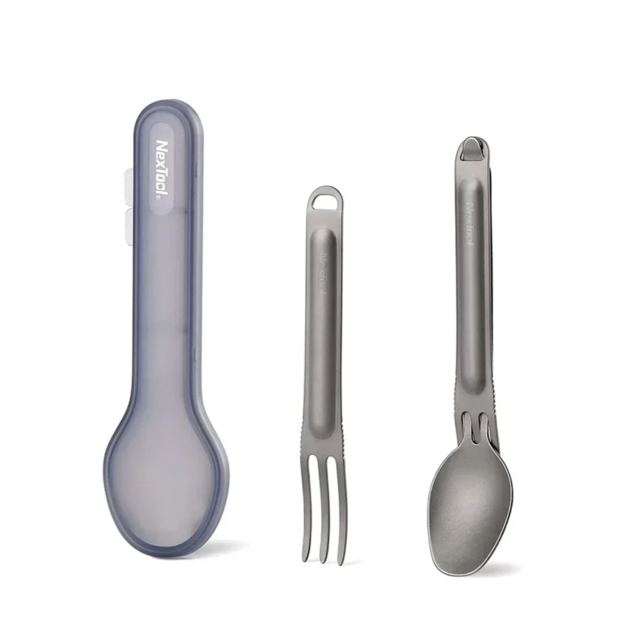 NEXTOOL Titanium Spoon and Spork Set for Camping and Outdoor Use