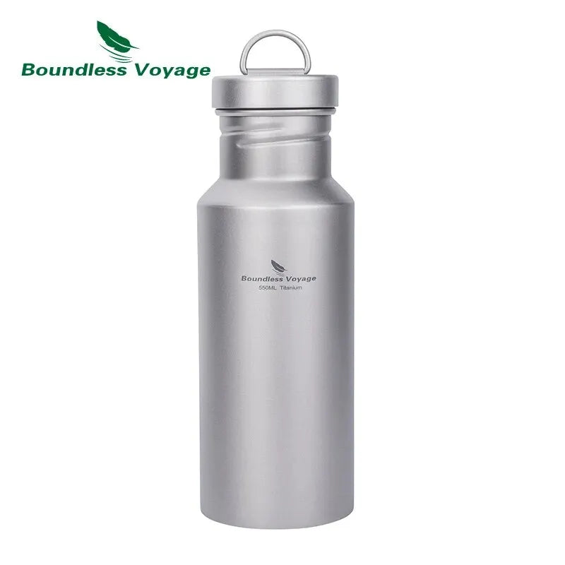 BOUNDLESS VOYAGE Titanium Water Bottle – Leak-Proof Wide Mouth Bottle for Camping & Travel