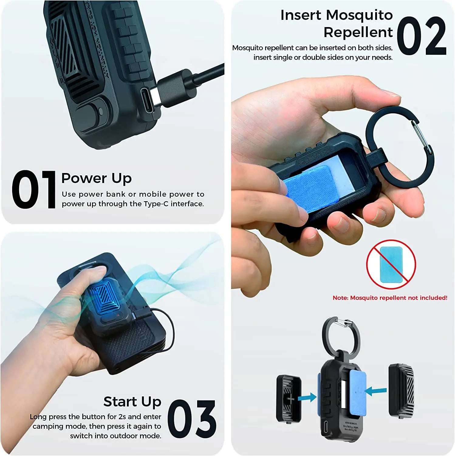 FLEXTAILGEAR LIGHT REPELLER Portable Mosquito Repellent Device