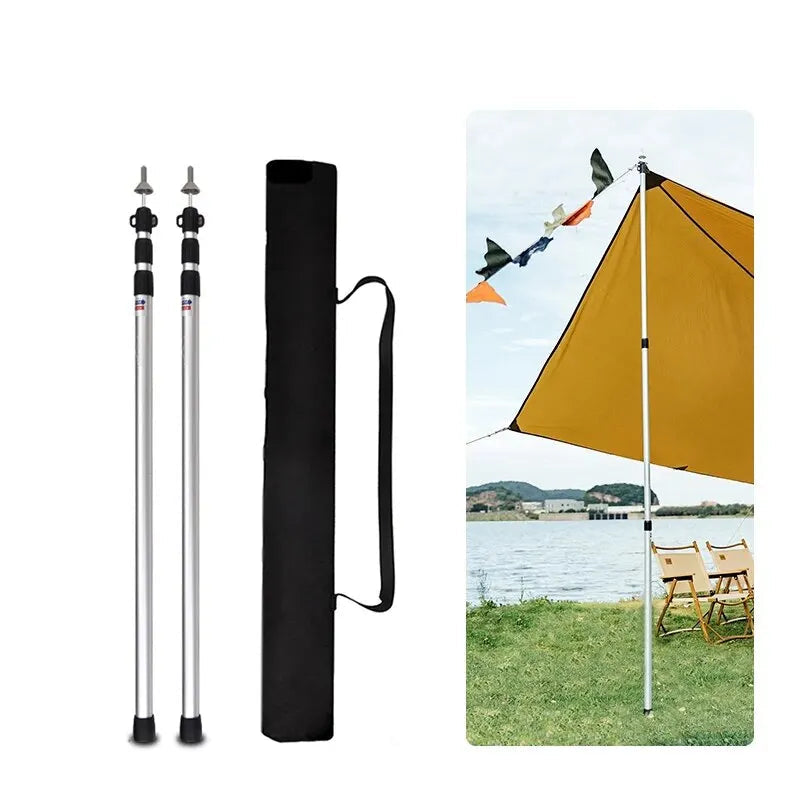 WEST TUNE 2PCS Camping Canopy Pole Aluminium Alloy Telescopic Tent Support