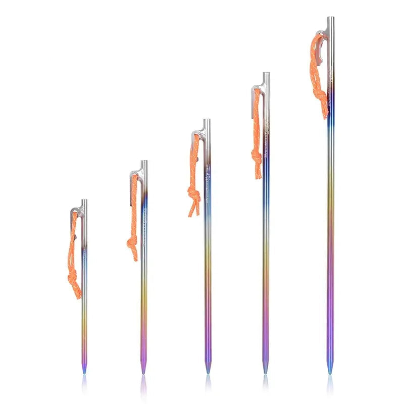 BOUNDLESS VOYAGE Heavy-Duty Titanium Tent Stakes – 6-Piece Ultralight Camping Peg Set
