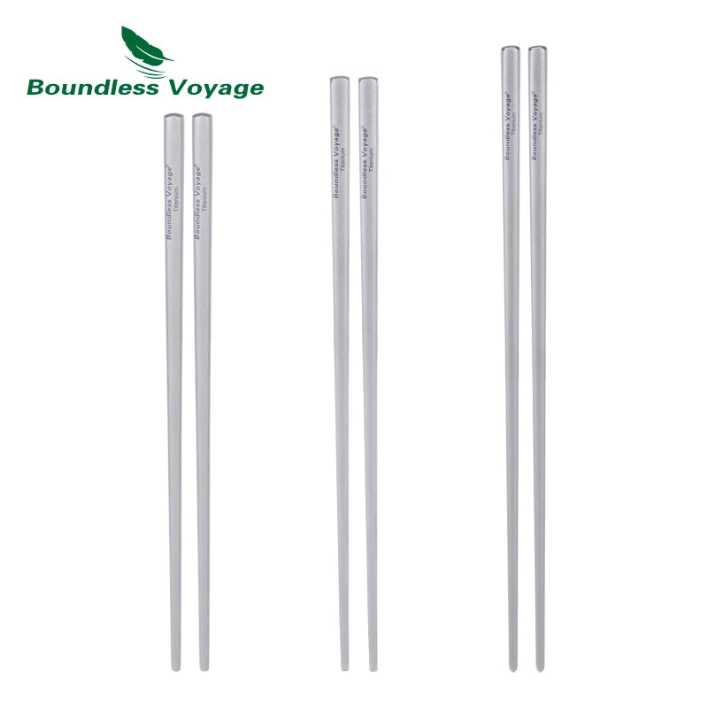 BOUNDLESS VOYAGE Titanium Chopsticks – Lightweight Reusable Utensils for Camping & Home