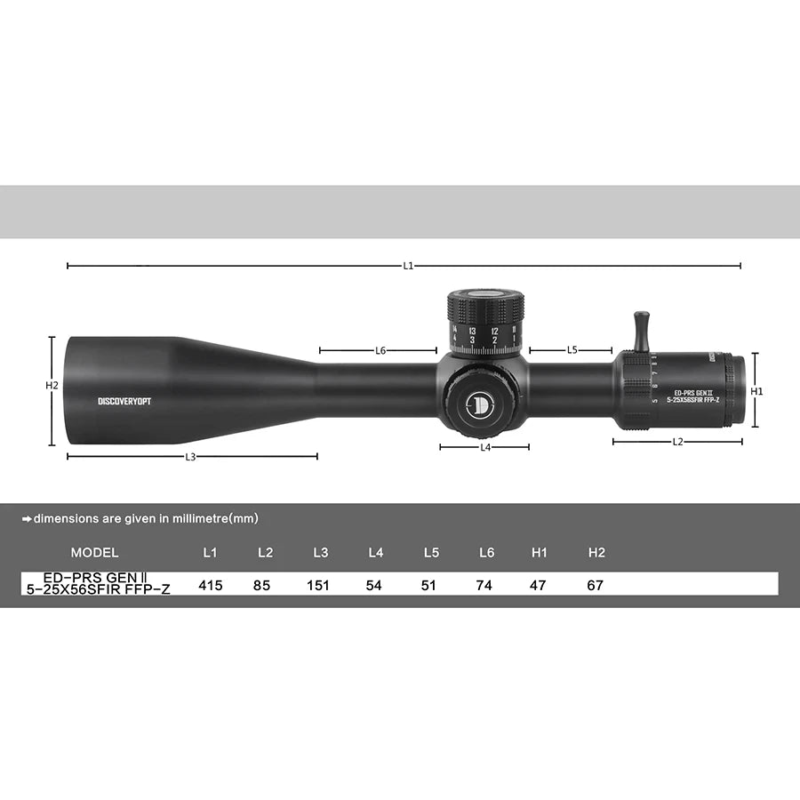 DISCOVERYOPT Gen II ED 5-25×56 Tactical Rifle Scope - First Focal Plane Precision Optic with HD Glass