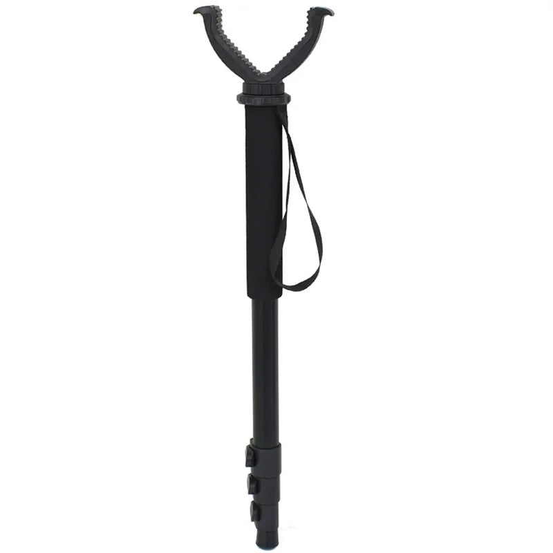 Telescopic Aluminium Shooting Stick – V Yoke Monopod with Rotating Head and Shoulder Strap