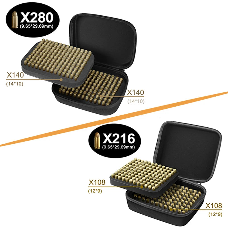 280/216 Rounds Ammo Case – Portable Double-Layer 9mm Cartridge Pouch, Bullet Holder Outdoor Shooting
