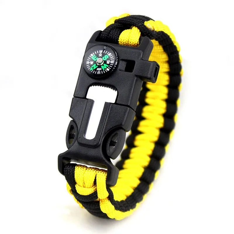 Survival Paracord Bracelet – Military Emergency Parachute Cord with Whistle & Compass