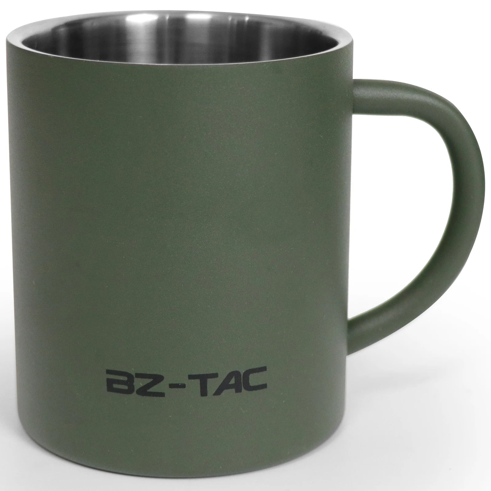 BZTAC Double Wall Stainless Steel Mug – 300/450ml Army Green Camping Cup with Handle