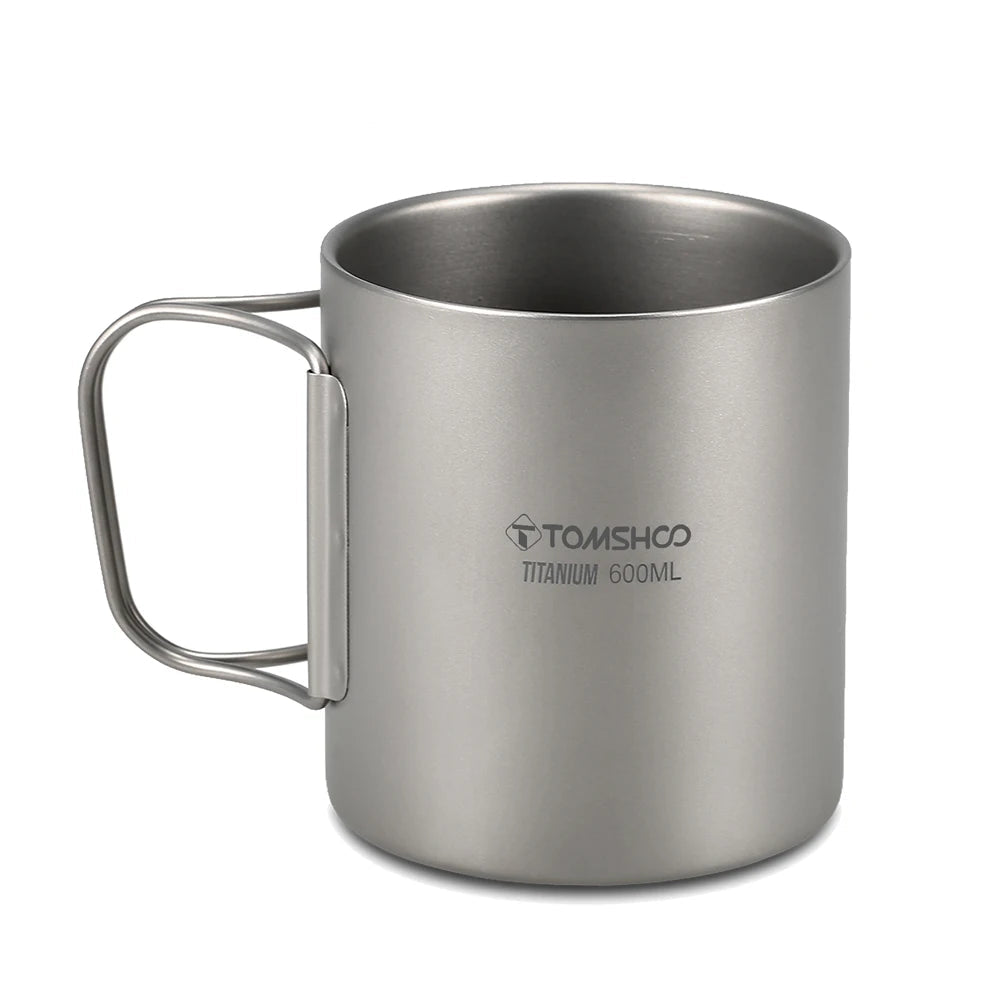 TOMSHOO Double-Wall Titanium Cup – Insulated Water & Coffee Mug for Camping & Home