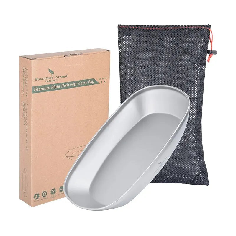 BOUNDLESS VOYAGE Titanium Plate – Ultralight & Durable Dinner Plate for Camping & Home