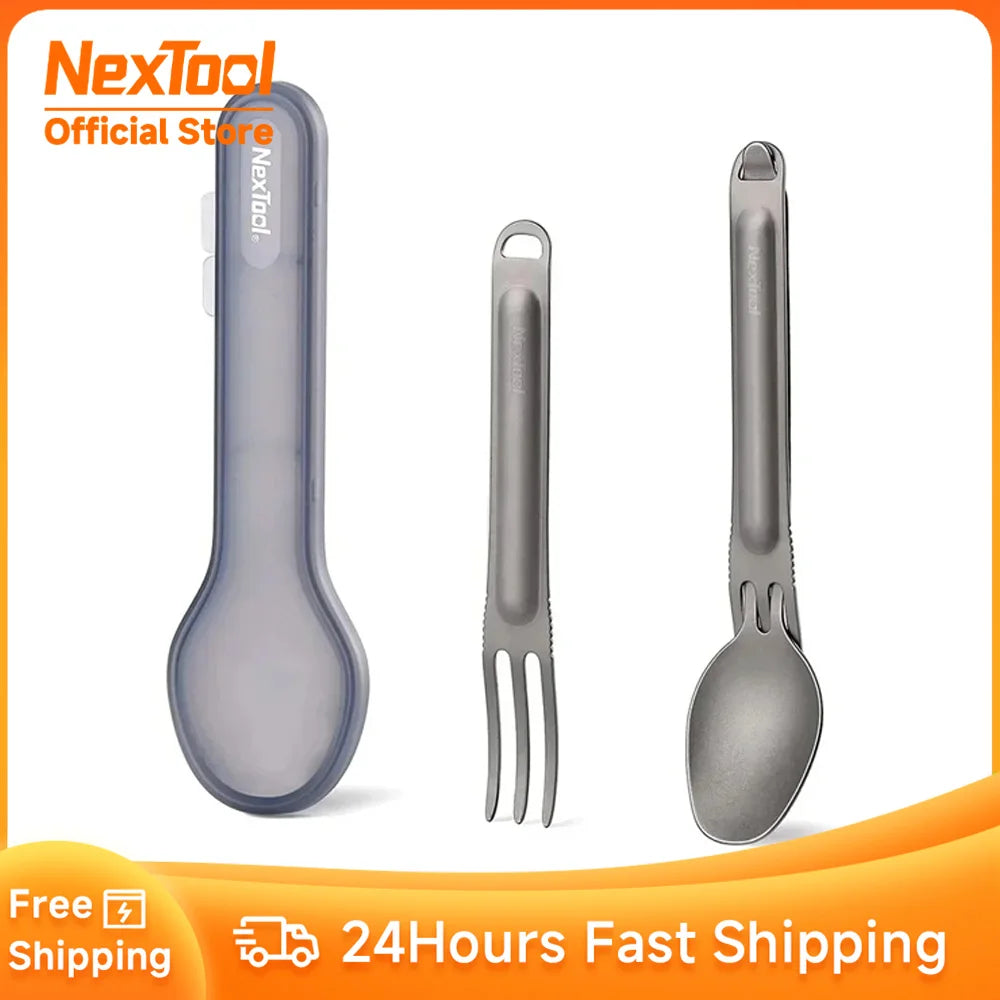 NEXTOOL Fork Spoon 2-in-1 Pure Titanium Spork for Camping and Outdoor Use