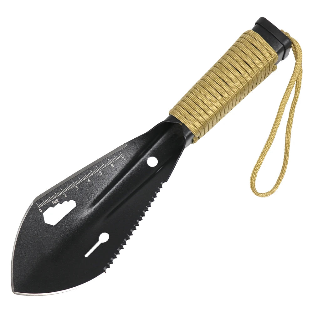 Stainless Steel Garden Trowel – Multi-Tool Camping Shovel with Paracord Handle and Pouch