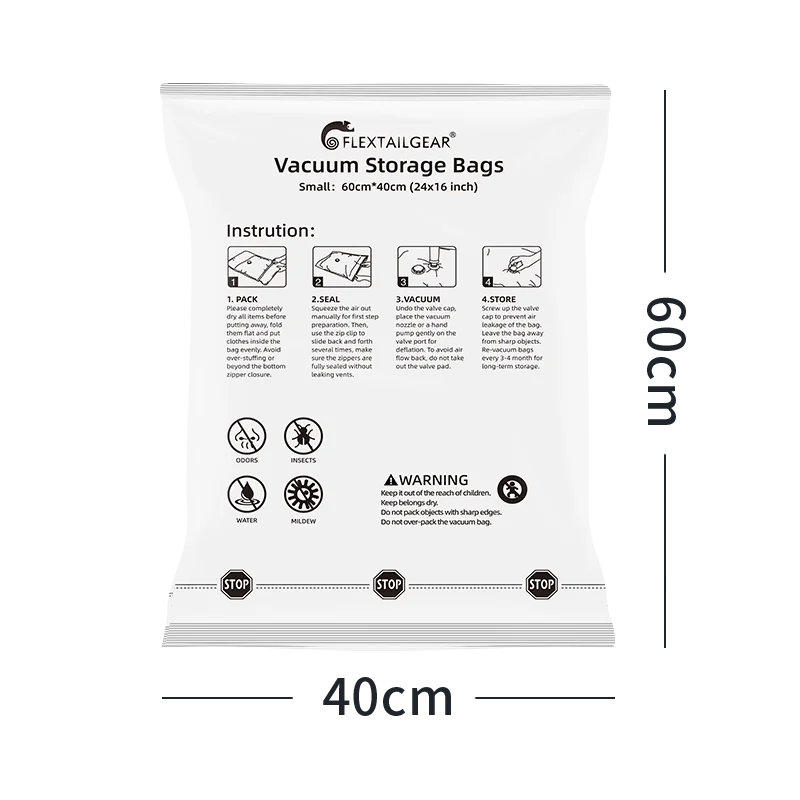 FLEXTAILGEAR Vacuum Bags for Clothes & Bedding 4pcs