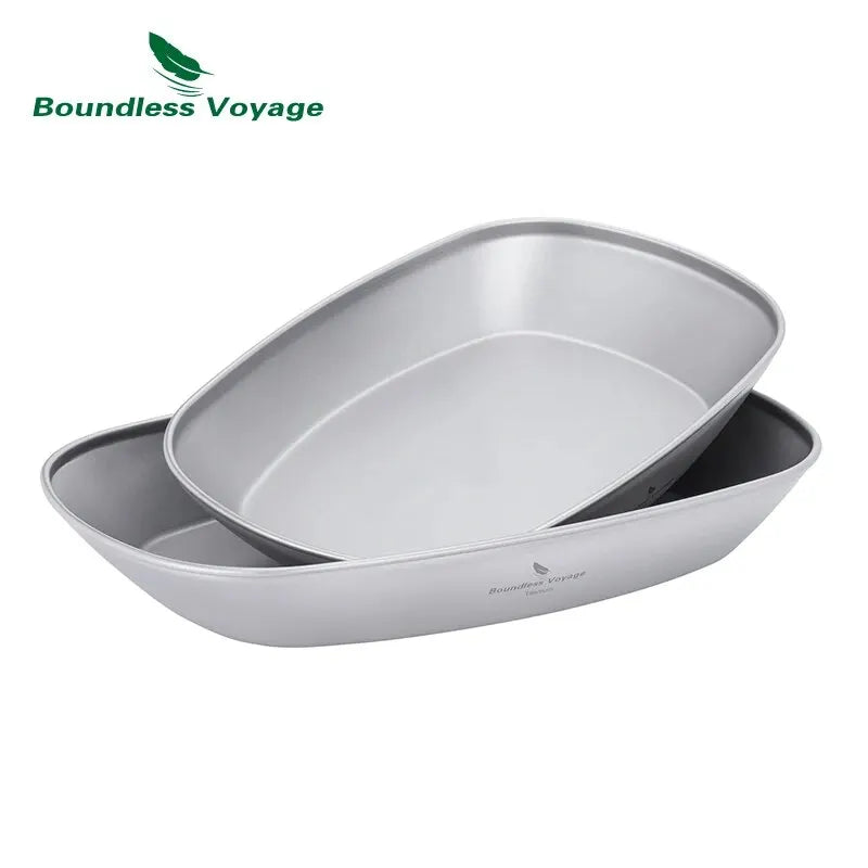 BOUNDLESS VOYAGE Titanium Plate – Ultralight & Durable Dinner Plate for Camping & Home