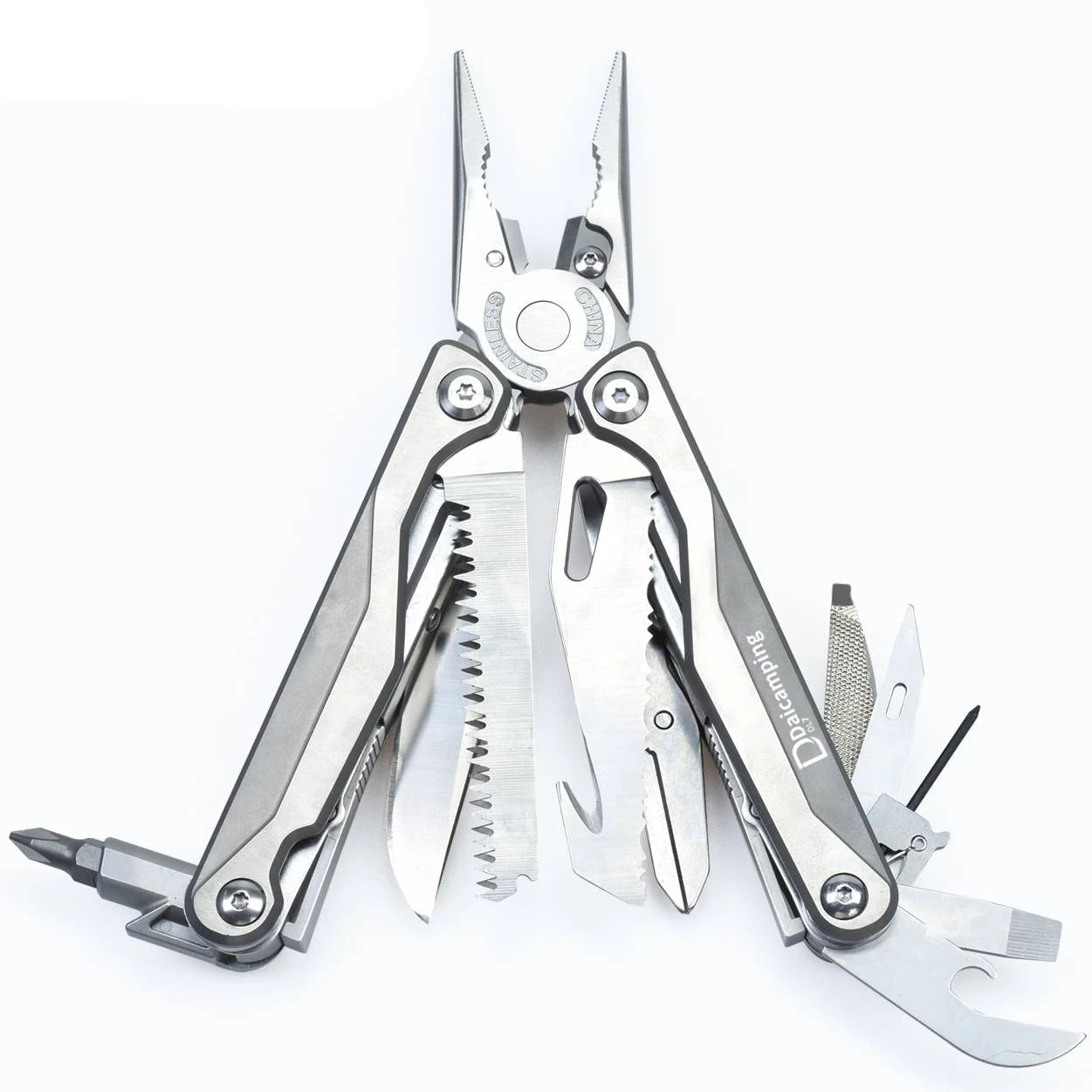 DAICAMPING DL7 Multi-Tool with Titanium Alloy Handle, Folding Knife, Pliers, and Scissors for Camping