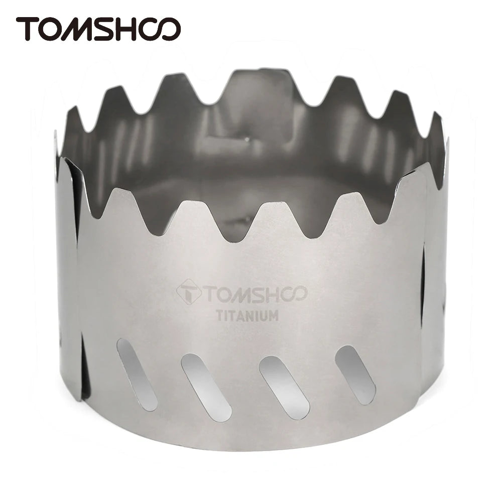 TOMSHOO Portable Titanium Wind Shield – Ultralight Windscreen & Pot Stand for Camping Stoves