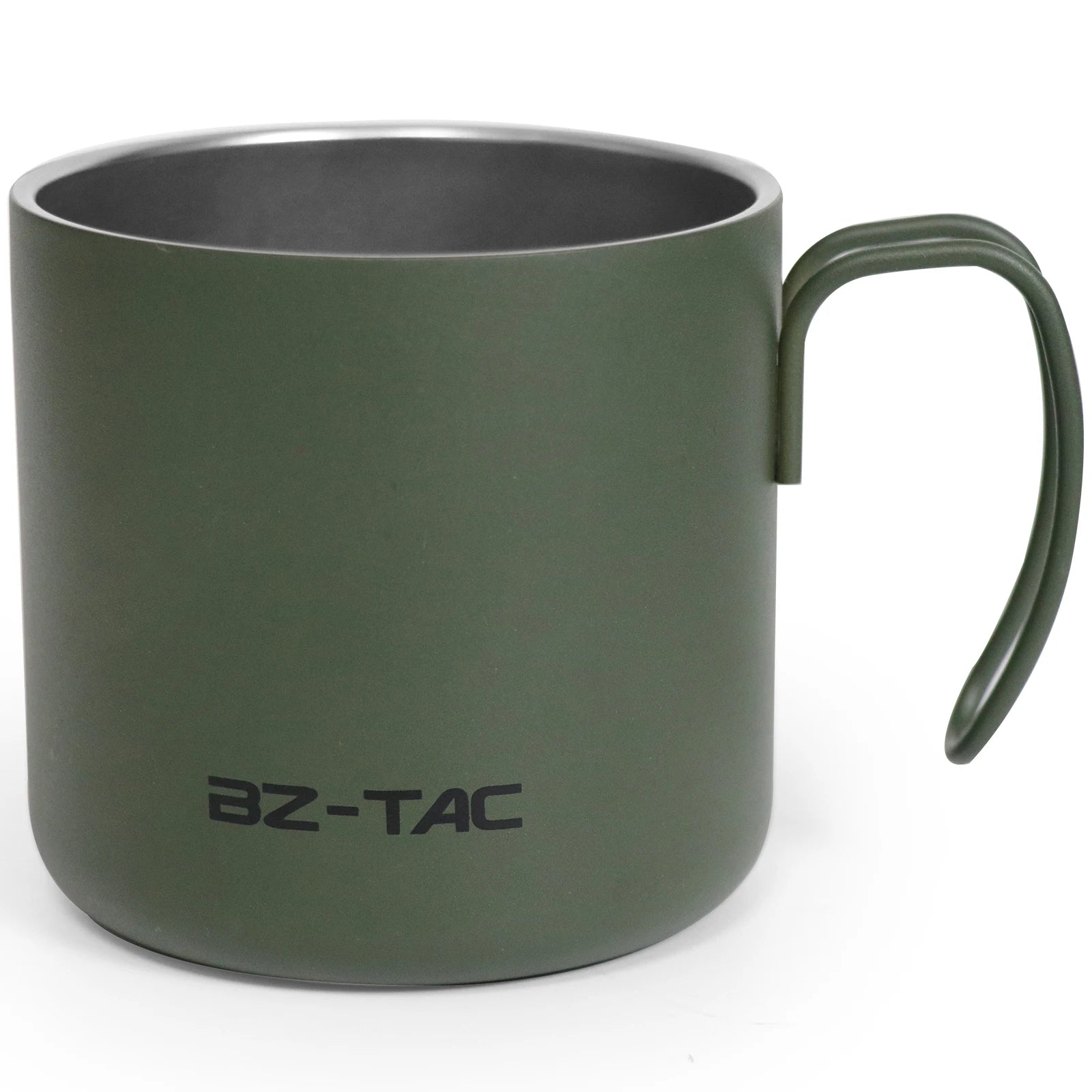 BZTAC Double Wall Coffee Mug – 350/500ml Matte Army Green Stainless Steel Cup for Outdoors