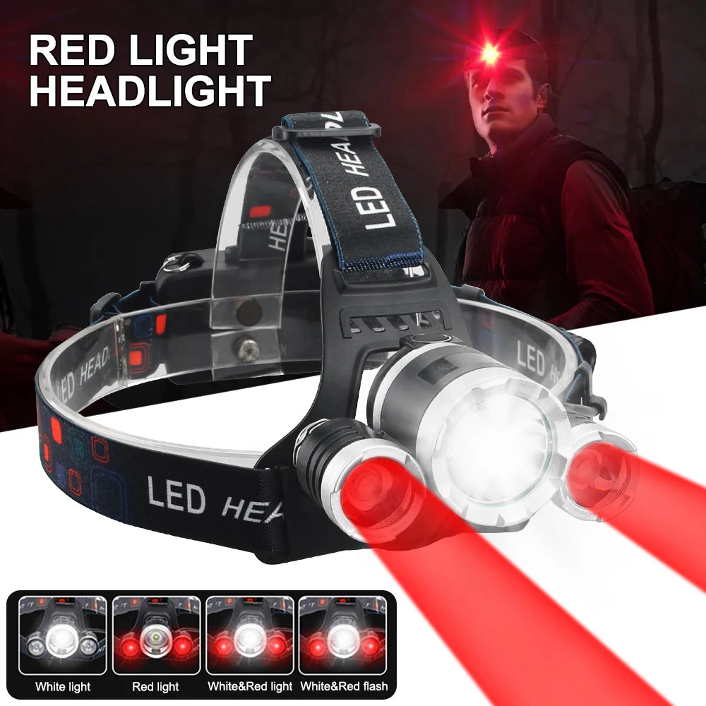 SOLARSTORM Multi-Colour LED Headlamp - Red/Green/White/UV Rechargeable Tactical Light