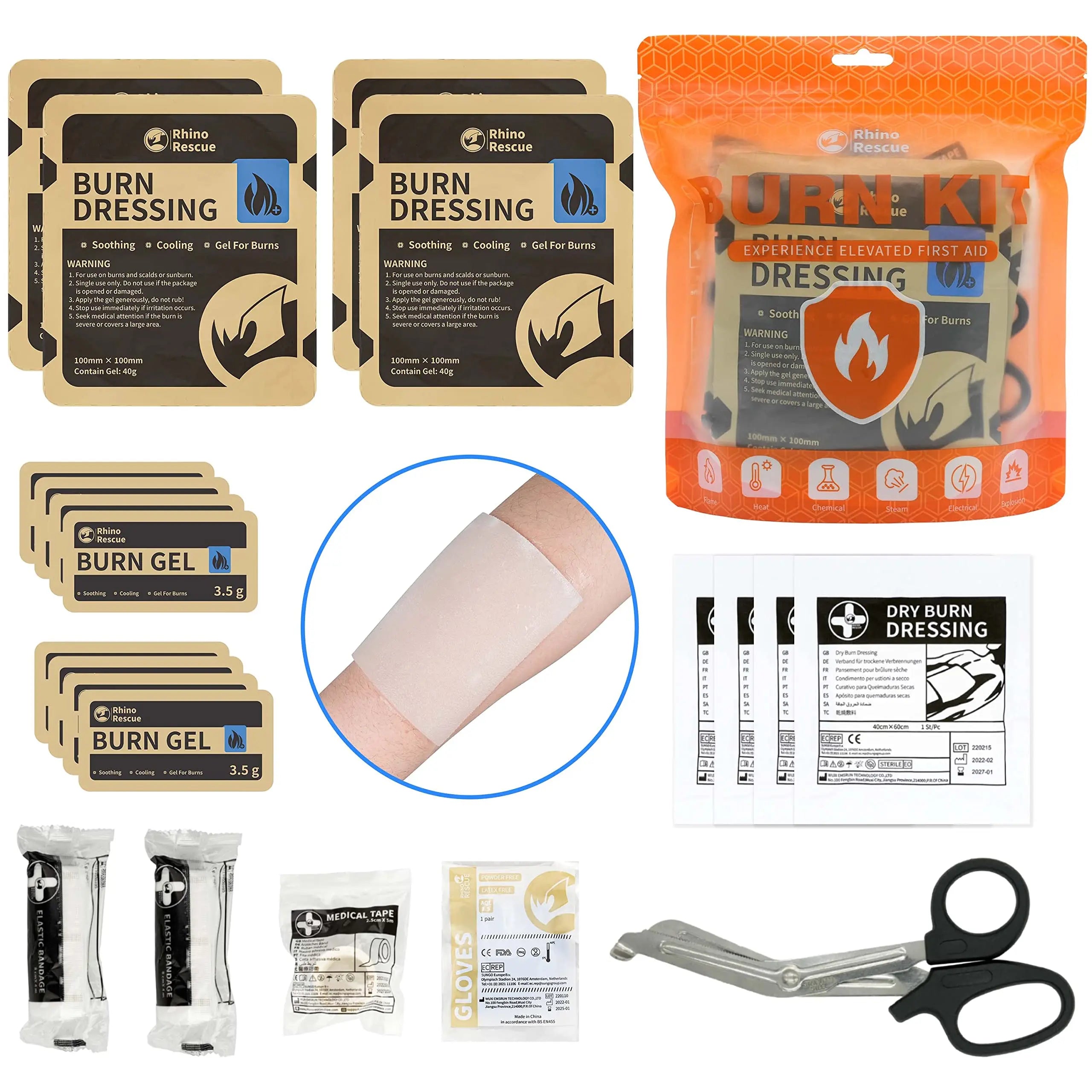RHINO RESCUE Transparent Hydrogel Wound Dressing – Burn Gel for Emergency Burn Care