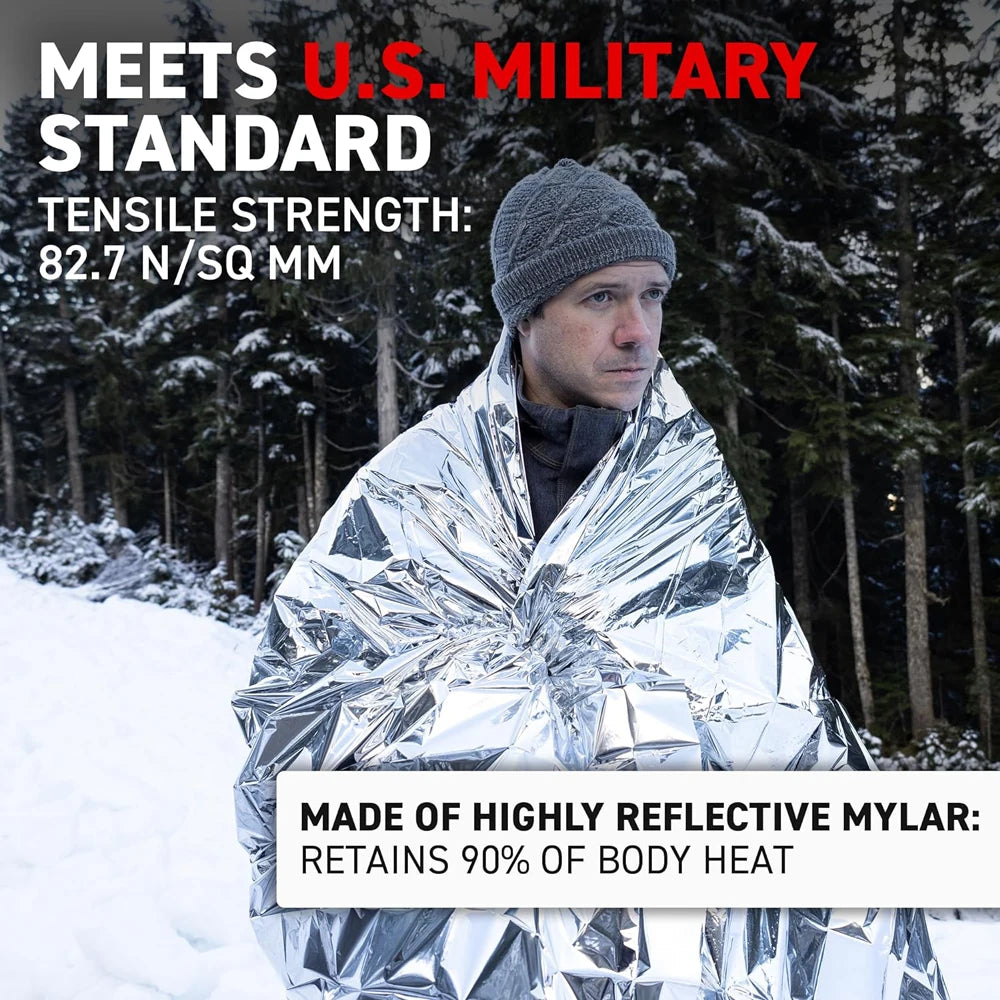 Survival Emergency Mylar Thermal Blanket – NASA Foil Space Blanket for Outdoor First Aid